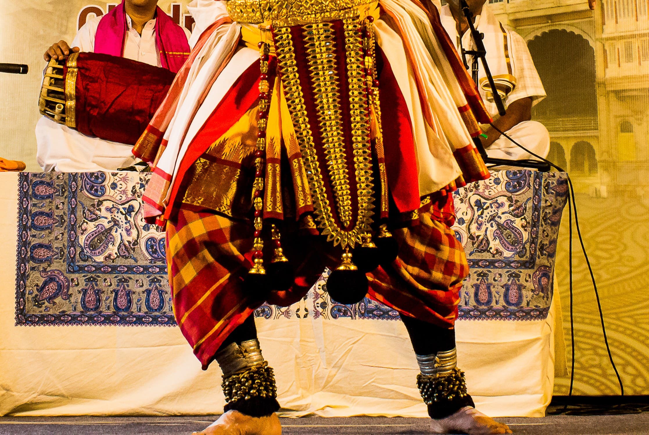 Badagutittu Yakshagana performer with the Himmela musicians on stage